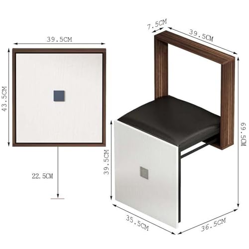 FANYING Wall-Mounted Folding Chair, Solid Wood Folding Shoe Stools, Wall-Mounted Porch Chair for Saving Space, Easy Installation, for Various Occasions,Brown