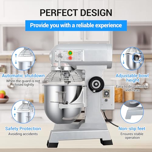 15Qt 600W Commercial Food Mixer, Commercial mixer 3-Speed Adjustable Heavy Duty Stand Mixer with Stainless Steel Bowl for Bakery Pizzeria. (Standard)