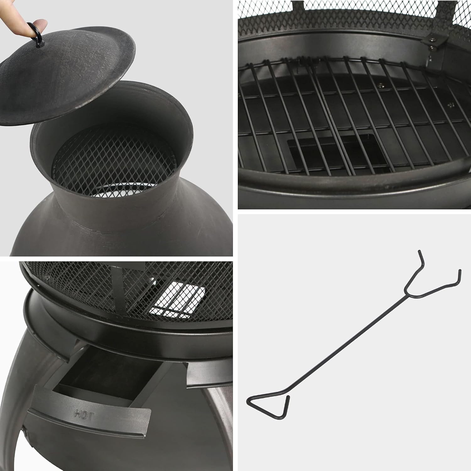 BALI OUTDOORS Fire Pit Round FirePits Outdoor Wood Burning Chiminea Outdoor Fireplace