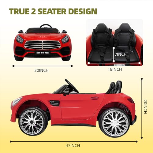 2 Seater Ride On Car for Kids with Remote Control, 24V Battery Powered Electric Car with, Swing Button, Mp3, Two Seater Kids Electric Vehicles for Kids 3-6 Years Old (White)