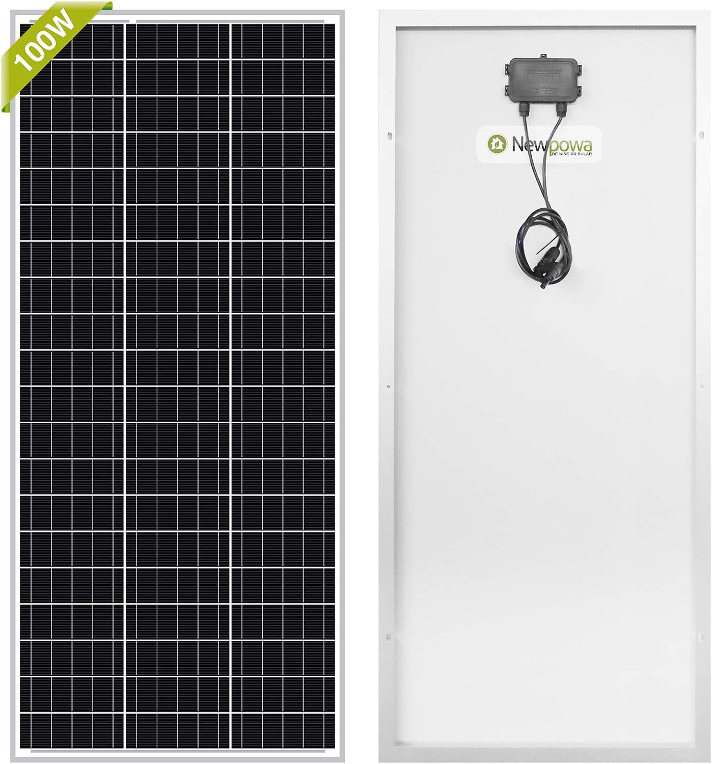 Newpowa 100 Watt Monocrystalline 100W 12V Solar Panel High Efficiency Mono Module RV Marine Boat Off Grid(2pcs+Z Bracket)