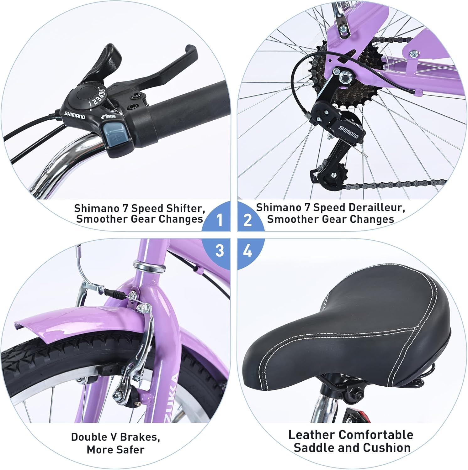 26 Inch Beach Cruiser Bike Beach Bike 7 Speeds Steel Frame Bicycle for Adult Women Femal Lady,Multiple Colors