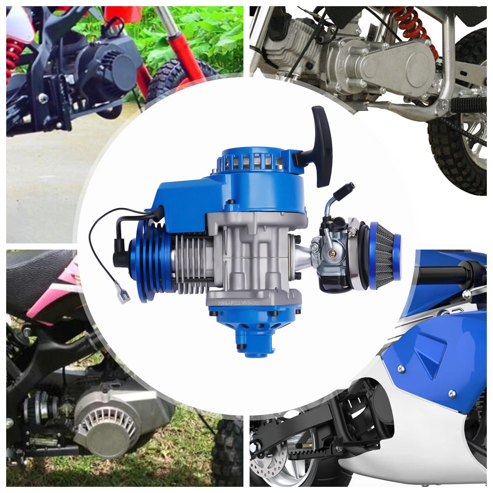ZhdnBhnos 2 Stroke Complete Racing Engine Motor Pull Start Motorized Bike Engine Kit for Pocket Mini Dirt Bike ATV Scooter Quad