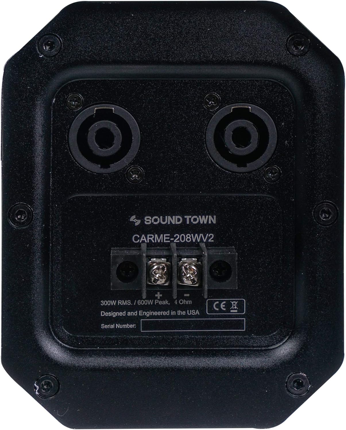 Sound Town Pair of CARME Series Dual 8 2-Way Passive Professional Loudspeaker, Black with Compression Driver and U Bracket for Installation, Live Sound, Karaoke, Bar, Church (CARME-U208B-PAIR)