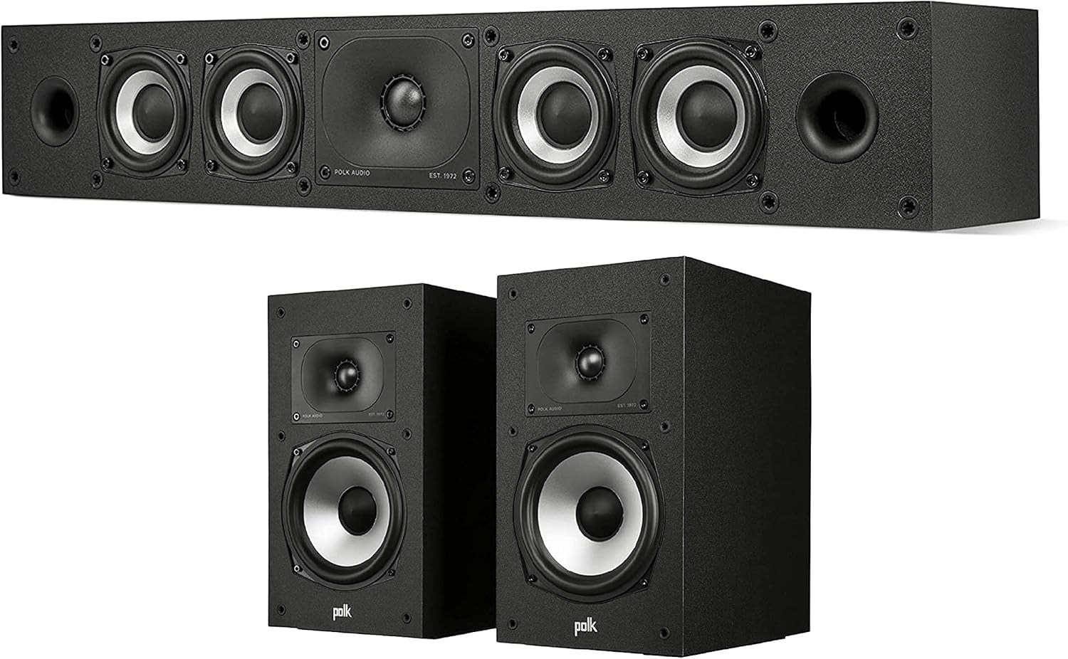 Polk Monitor XT15 Pair of Bookshelf or Surround Speakers - Hi-Res Audio Certified, Dolby Atmos & DTS:X Compatible, 1 Terylene Tweeter & 5.25 Dynamically Balanced Woofer, Midnight Black