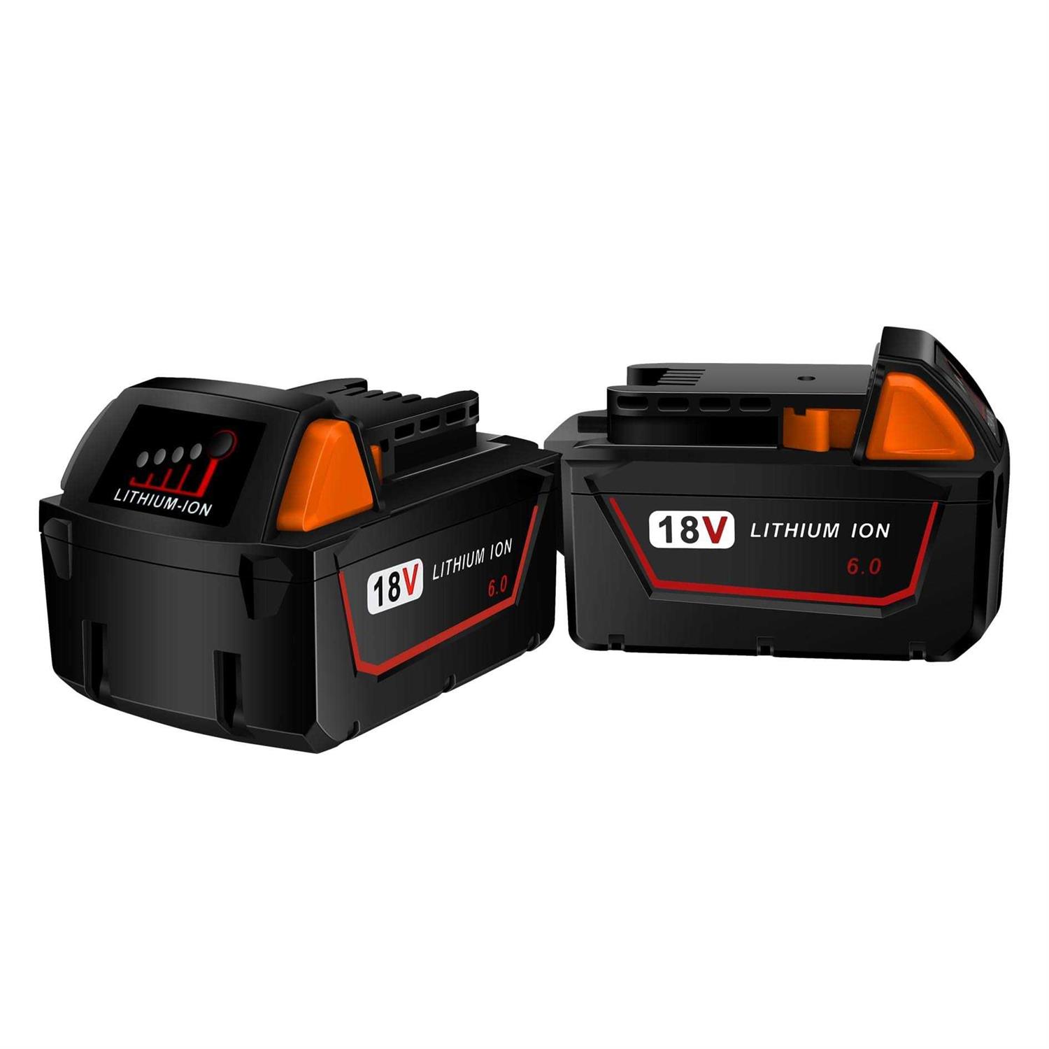2 Packs 18V 6.0Ah Battery Replace for Milwaukee M18 Battery Compatible with 48-11-1820 48-11-1850 48-11-1860 48-11-1828 48-11-12 - Shop Hardware Tools Online Store