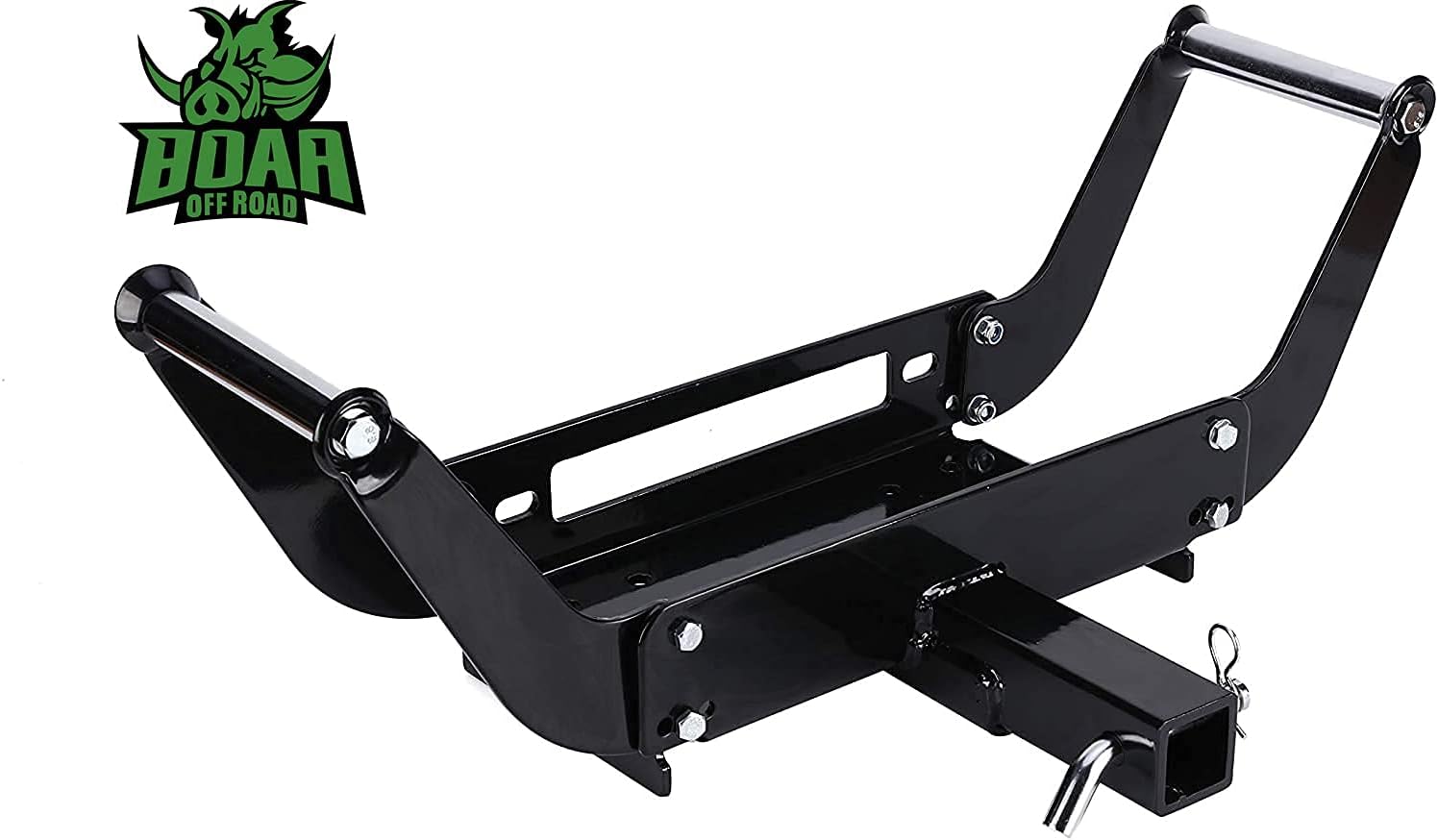 OFF ROAD BOAR Universal Winch Mount Plate - 15000Lbs Capacity Winch Mounting Hitch , Recovery Winch Cradle, Bumper 2'' Hitch Receiver with Folding Bracket