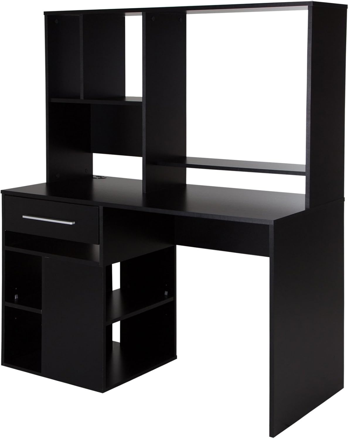 South Shore Narrow Home Office Computer Desk with Hutch, Pure Black