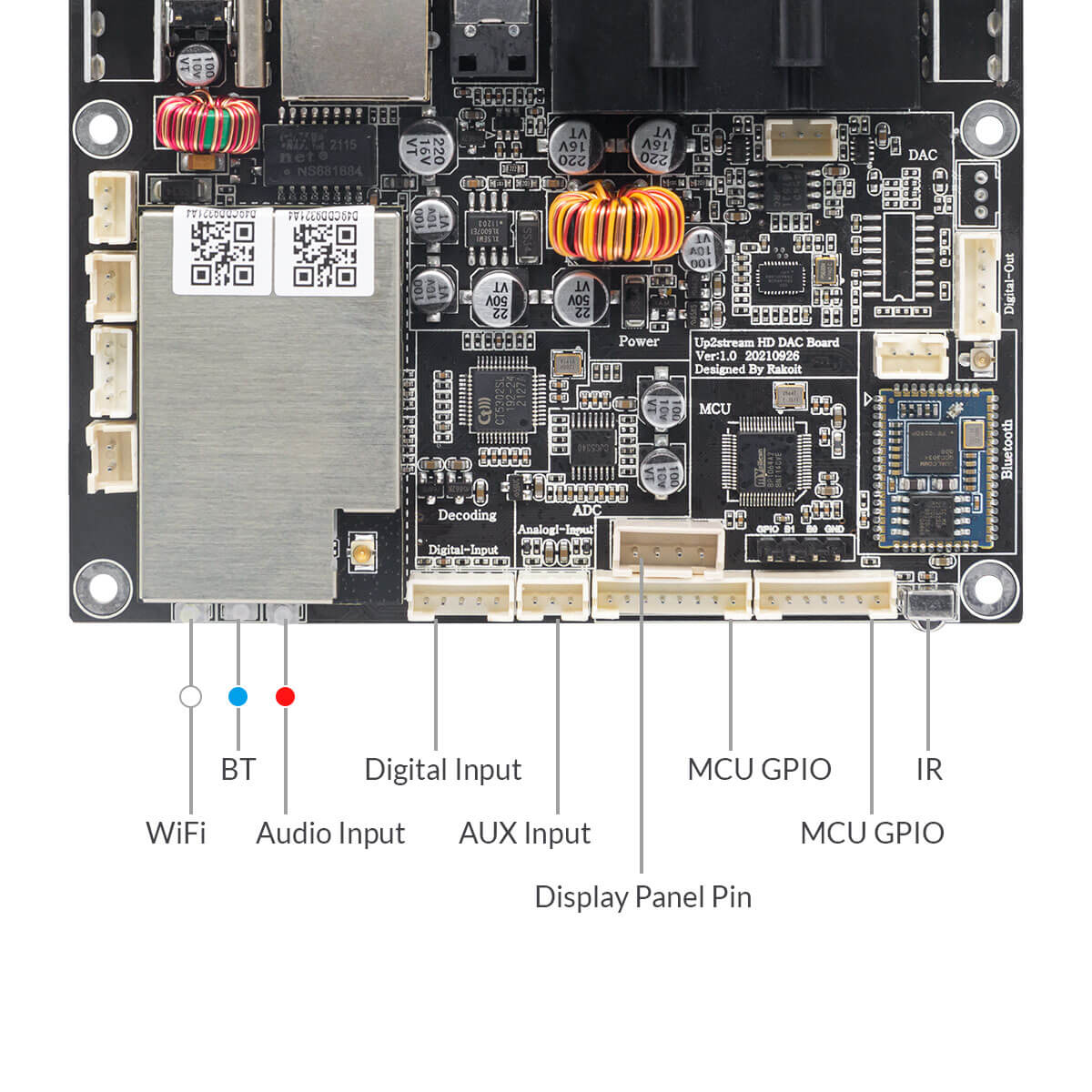 Up2Stream HD DAC-High-Res Multiroom WiFi & Bluetooth Wireless Aptx HD Audio Streaming Board With Spotify Airply2