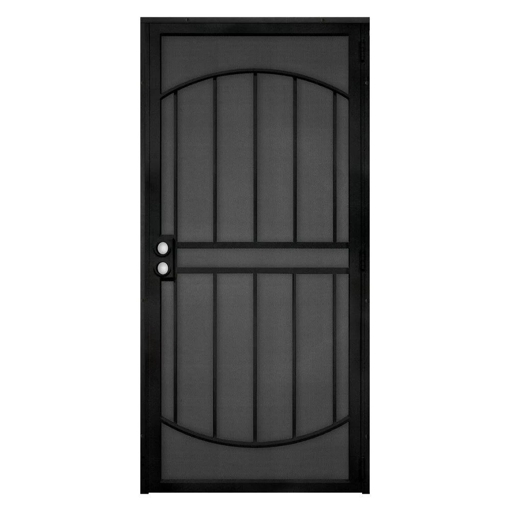 Titan 36 in. x 80 in. ArcadaMax Black Surface Mount Outswing Steel Security Door with Perforated Metal Screen, IDR06400364002