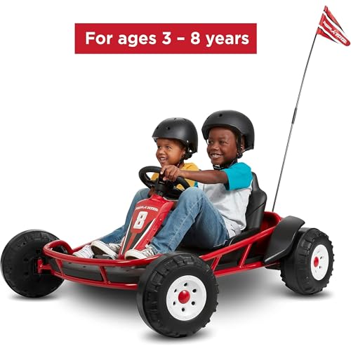 Radio Flyer 36V Battery-Powered Kids Electric Go-Kart with Adjustable Seat, Rubber Wheels, Grey