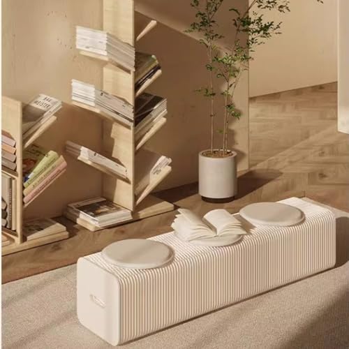 Accordion Folding Kraft Paper Stoo,Telescopic Sofa Chair for Easy Storage and Carrying,Relaxing Foot Stool Retro Kraft Paper Seat with Cushion for school,Kitchen,Living & Dining Room