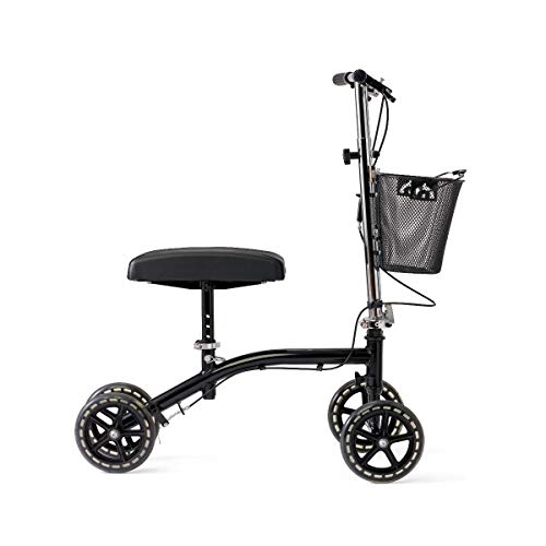 Medline Steerable Knee Walker, Large 8" Wheels, Adjustable Height and Storage Bag, Supports up to 300 lbs, Black