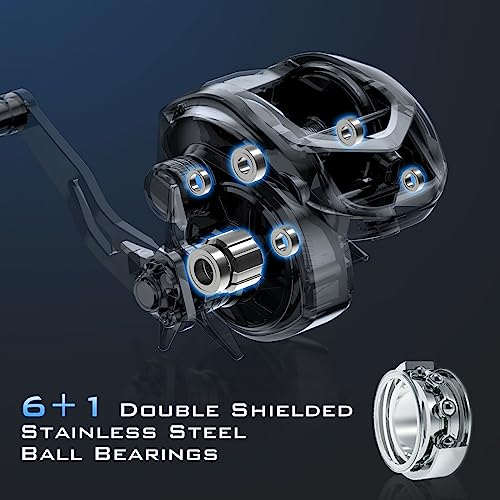 KastKing Kapstan Elite 300 Baitcasting Fishing Reel, Low Profile, Large Capacity Casting Reel, Graphite Frame, 35 lbs. Drag 5.4:1 Ratio, 6+1 Double Shielded/SS BB Centrifugal Braking, Aluminum Handle