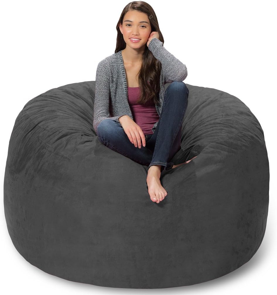 Memory Foam Bean Bag Chair, Charcoal Micro Suede