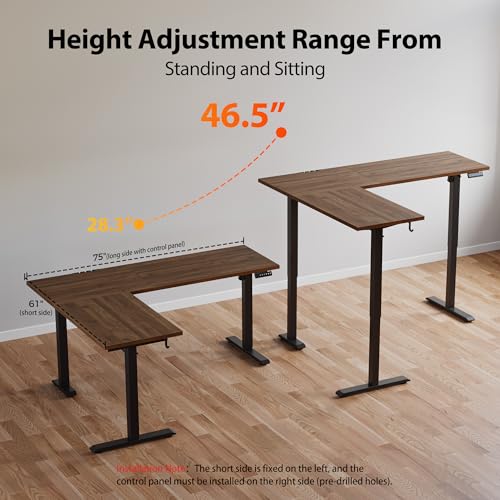 Agilestic L Shaped Electric Standing Desk with 2 Drawers, 63 Inch Ergonomic Adjustable Height Desk with Storage, Corner Desk Sit Stand up Computer Table for Work Office Home, Rustic Brown