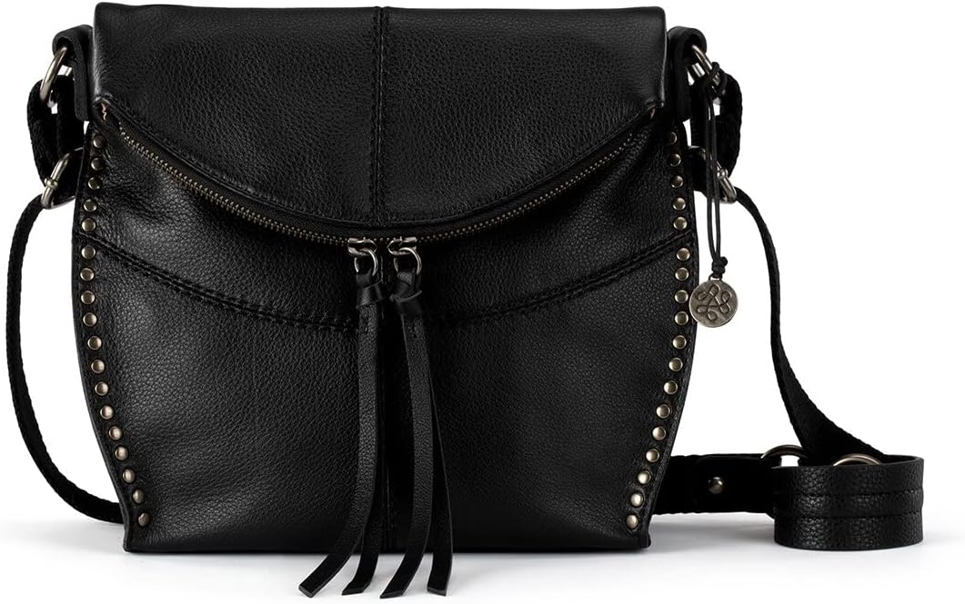 The Sak womens Leather & Silverlake Crossbody Bags in Leather Casual Purse with Adjustable Strap Zipper Pockets, Black Ii & Tobacco Floral Embossed Ii, One Size US