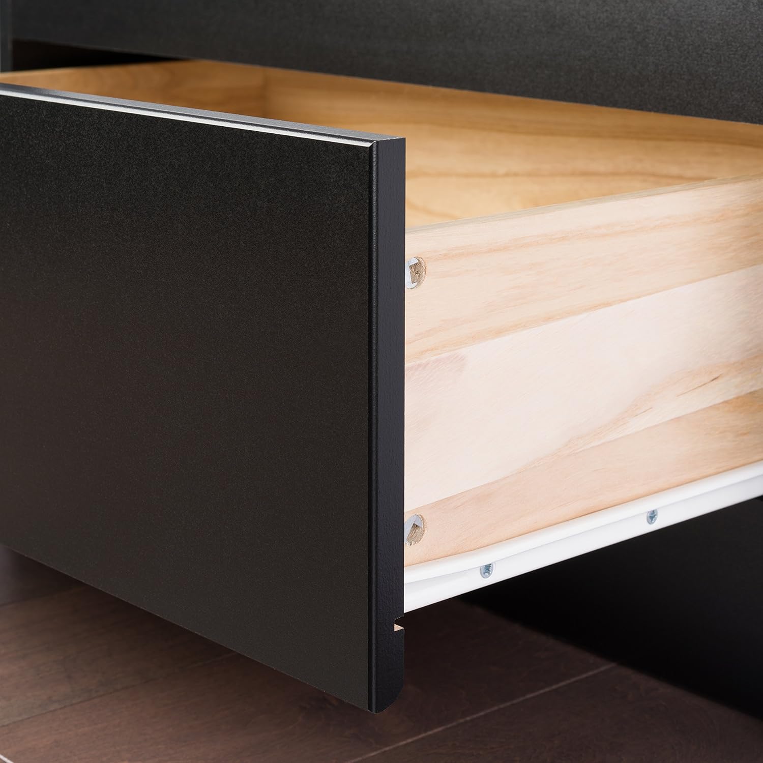 Prepac Full Mate's Platform Storage Bed with 6 Drawers, Black Freestanding Full/Queen Headboard with Bookcase