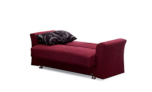 Empire Furniture USA Ohio Collection Convertible Sofa Bed with Storage Space and Includes 2 Pillows, Burgundy