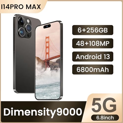 15 ProMax Smartphone, 6+256GB Unlocked Phone, Android 13.0, 48+108MP Zoom Camera, Mobile Phone with Build-in Pen,Long Battery Life 6800mAh, Dual SIM, 6.7“ HD Screen,5G/4G Phone (White)