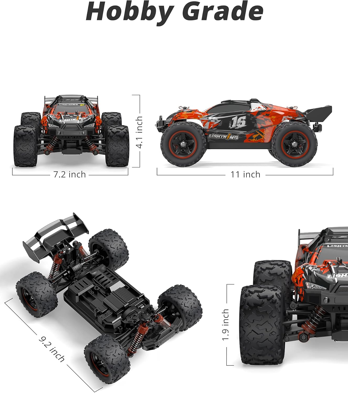 RC Truck 60 KM/H High Speed (1:18 Scale) - Brushless Offroad Remote Control Truck for Boys and Adults KIDOMO