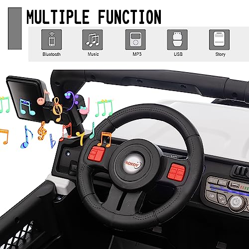 24V Ride On Car, Battery Powered Cars for Kids Ride On Truck with Remote Control Kids Electric Car Ride On Toy for Boys with 3 Speeds, MP3 Player, Bluetooth, Black