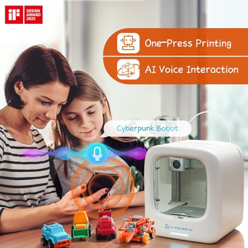 3D Printer for Kids, Beginner 3D Printer with 8 PLA Filament Set, Huge Toy Library & Modify, Wi-Fi & App Control, Create STEM Toys, High Precision, W/ 15+ Mini 3D Design Module, X-Maker Joy