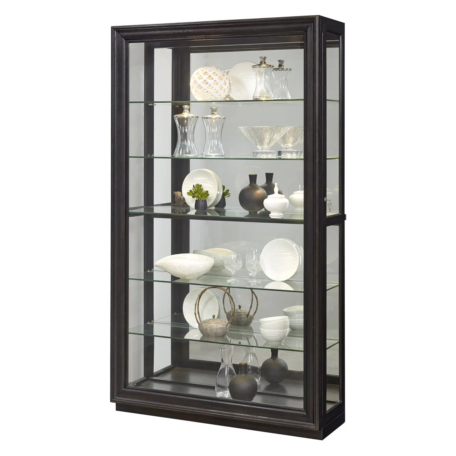 Sliding Glass Door 5 Shelf Curio Cabinet in Dark Brown by Pulaski Furniture