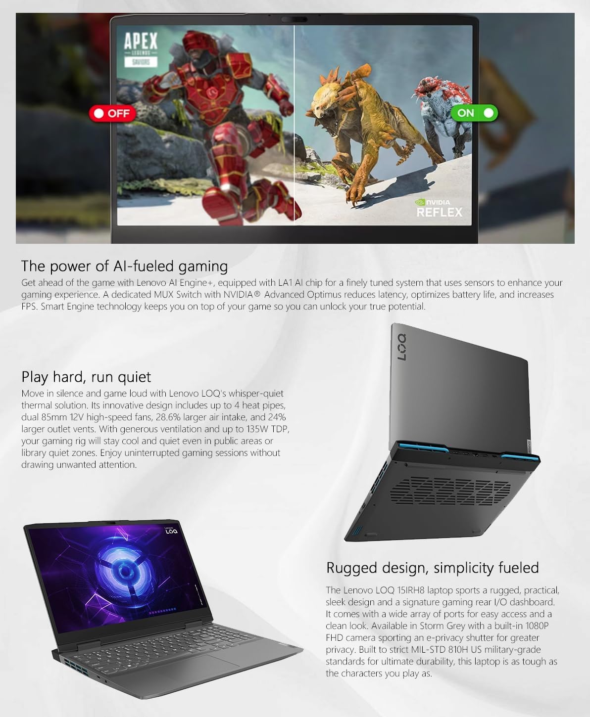 Lenovo LOQ 15.6" Gaming Laptop, 144Hz IPS, Intel Core i5-13420H (4.60GHz), 32GB RAM 2TB Storage, NVIDIA GeForce RTX 3050 Laptop GPU, Backlit KB, Win11, Storm Grey, W/GaLiMu