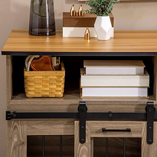 PawHut Dog Crate Furniture for Large Dogs or Double Dog Kennel for Small Dogs with Shelves, Sliding Doors, 47" x 23.5" x 35", White