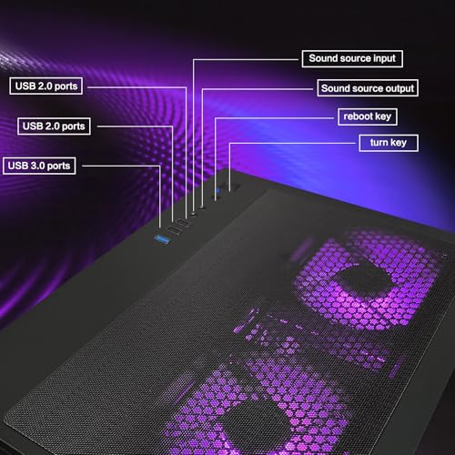 Gaming PC Desktop, Intel Core i5 14400F, RTX 4060, 32GB RAM, 1TB SSD, ARGB Fan, Tower Computer for Gaming and Office