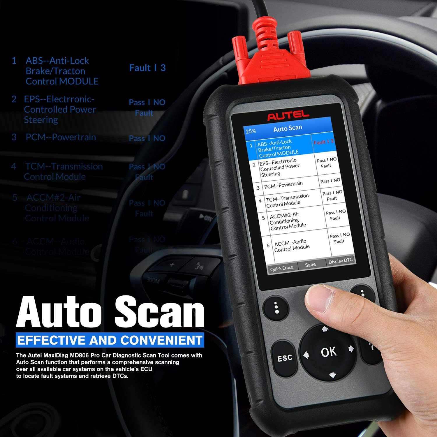 Autel MaxiDiag MD806 Pro Car Diagnostic Tool, 2022 Newest Upgraded Version of Autel MD808, MD806, All Systems Diagnostics, Oil Reset, EPB, SAS, DPF, BMS, Throttle, AutoScan