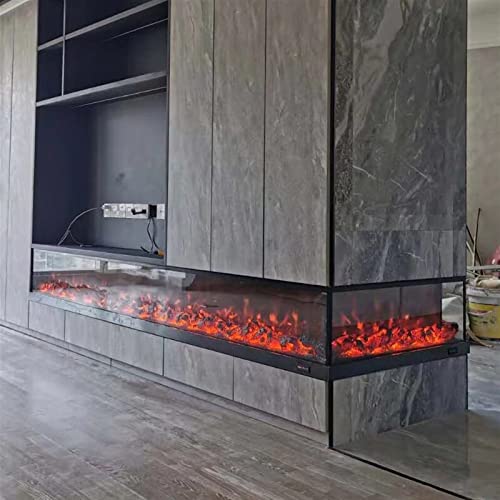 Electric Fireplace L-shaped Corner Decorative Electric Fireplace, Background Wall Embedded Decorative Electric Fireplace, Simulation 3D Flame With Remote Control Modern Living Room Electric Fireplace