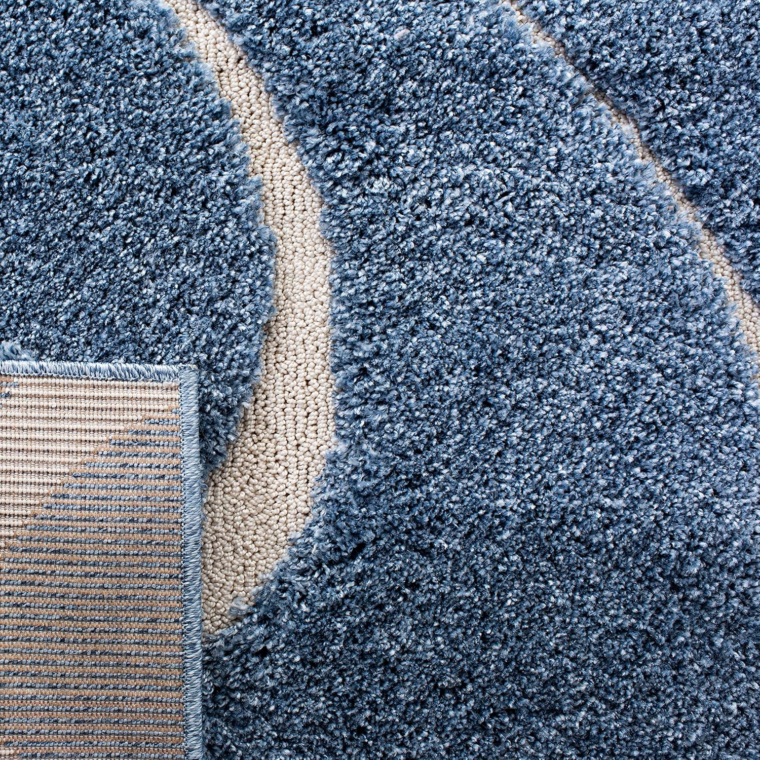 SAFAVIEH Florida Shag Collection Area Rug - 8'6" x 12', Light Blue & Cream, Non-Shedding & Easy Care, 1.2-inch Thick Ideal for High Traffic Areas in Living Room, Bedroom (SG471-6011)
