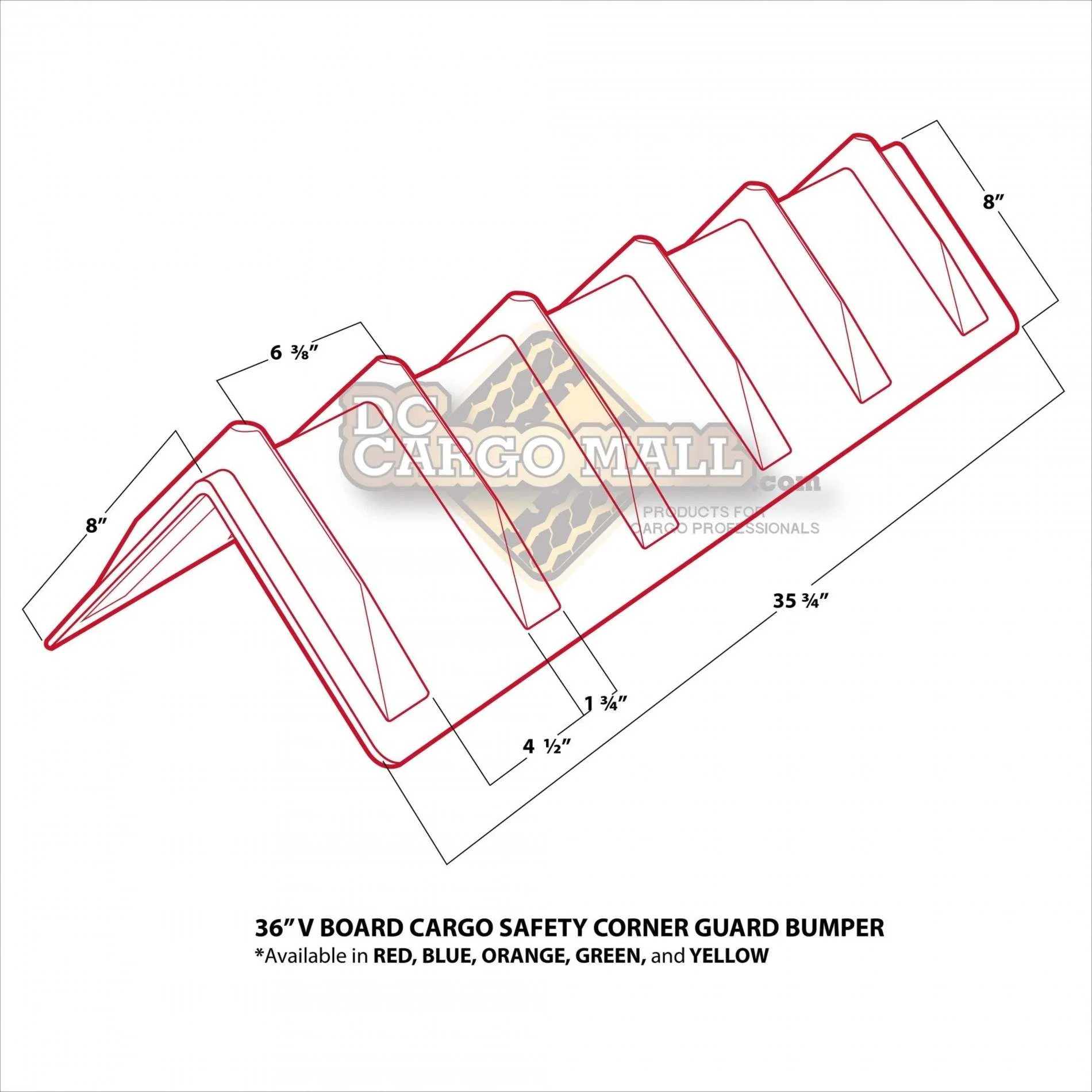 "DC Cargo Mall Red Vee Board Trailer Cargo Load Corner Edge Protector and Truck Tie-Down Strap Guard Bumper Cushion, 8"" x 8"" x 36"""