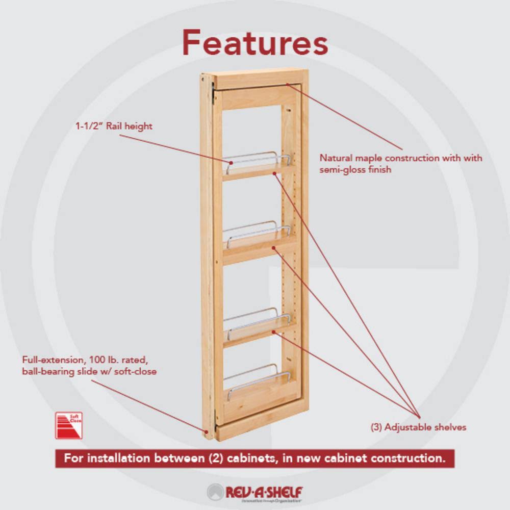 Rev-A-Shelf - 432-WFBBSC36-3C - 3x22 W x 36x22 H Pull-Out Between Cabinet Wall Filler w/ SC