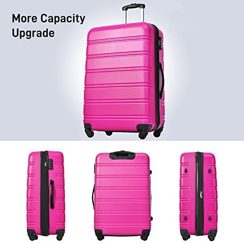 Merax Luggage Sets 3 Piece, Expandable Suitcase with Spinner Wheels, Hardside Luggage with TSA Lock, 20 inch 24 inch 28 inch, Rose Pink