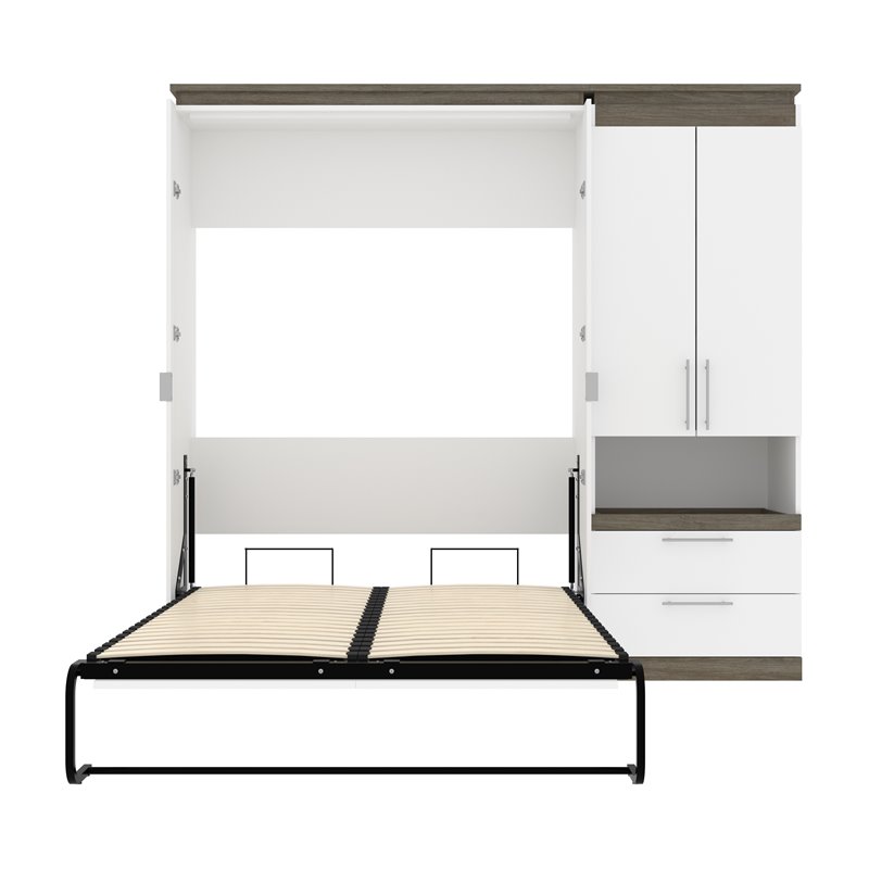 Atlin Designs 89" Full Murphy Bed with Storage Cabinet in White
