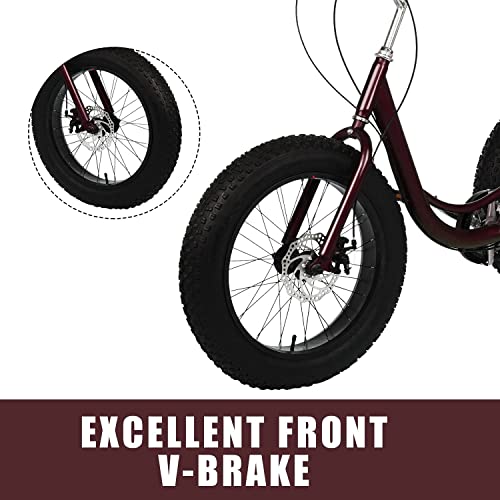 20 Inch Fat Tire Adult Tricycles 3 Wheel Bikes 7 Speed Adult Trikes Three-Wheeled Cruiser Bicycles Large Cruiser Seat with Shopping Basket for Seniors, Women, Men