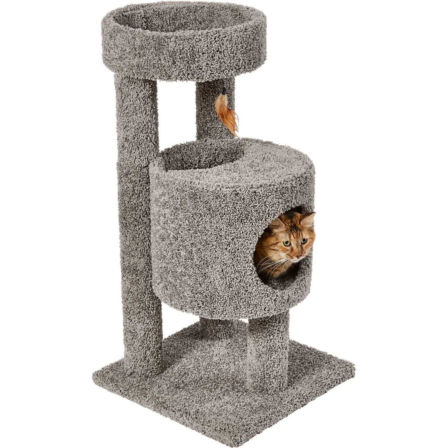 Frisco 36-in Real Carpet Wooden Cat Tree - Pet Supplies online store