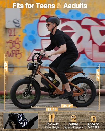 Electric Bike for Adults-1500W Peak Motor 20" Fat Tires 28MPH(Unlock to 35MPH) EBike Moped, 624-1248Wh Removable Battery Bicycle, with Dual Suspension & Brakes Motorcycle, 7-Speed,Spark