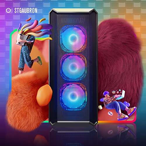 STGAubron Gaming Desktop PC, Radeon RX 560, Intel core i5 up to 3.6GHz, 16G Memory, 512G SSD, 600M WiFi, BT 5.0, RGB Fan x 2, RGB Keyboard & Mouse & Mouse Pad, W10H64