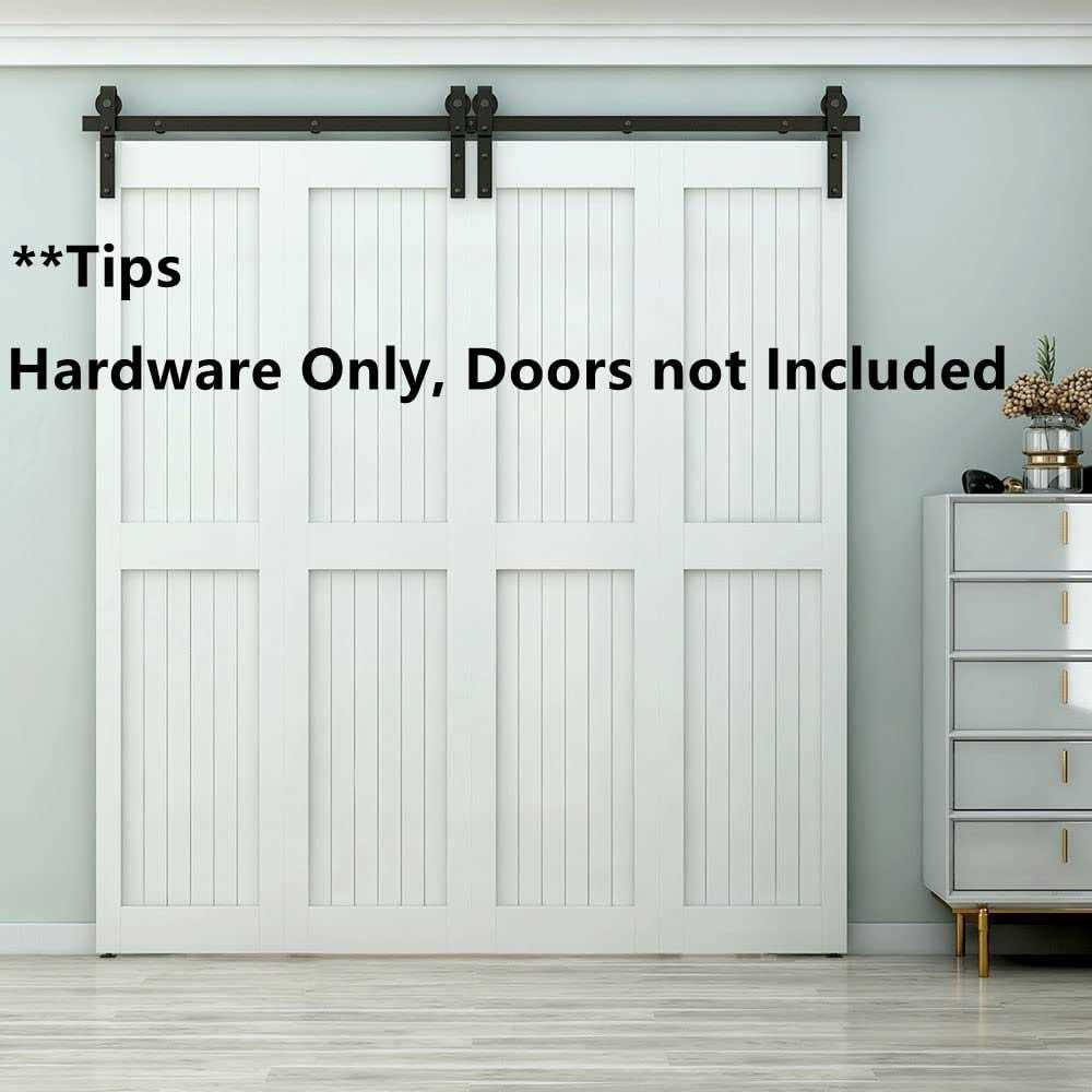 Ltiyitl Bi-folding Sliding Barn Door Hardware,Smoothly and Quietly-heavy Duty -simple and Easy to Install for 4 Doors Hardware Kit-basicj