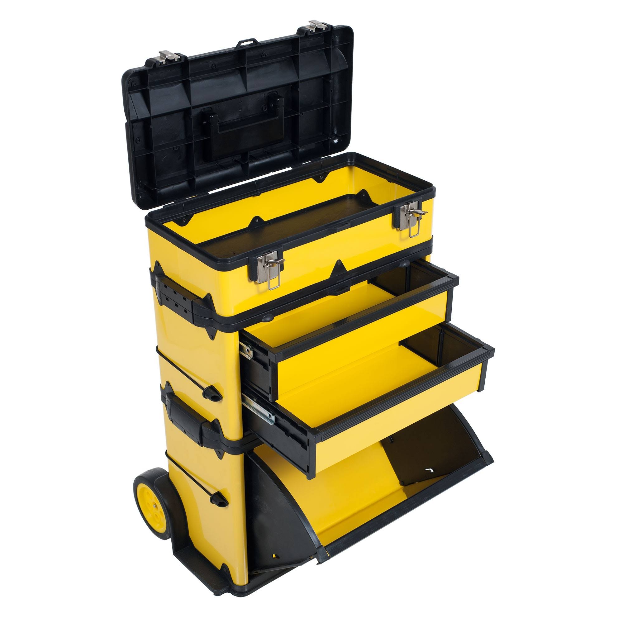 Stalwart Mobile Stacking Portable Metal Trolley Tool Box Chest
