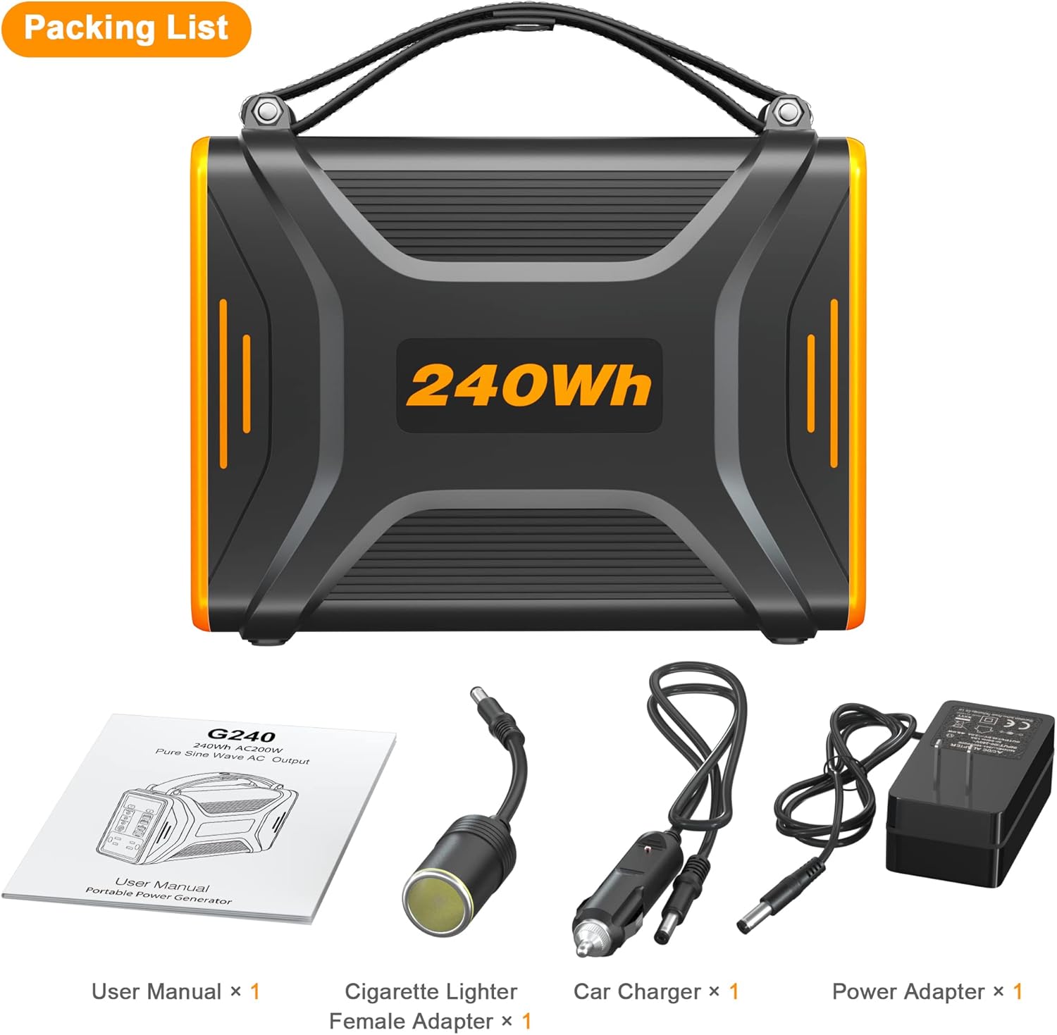 sevkumz Portable Power Station, 240Wh Backup LiFePO4 Battery, 110V/200W Pure Sine Wave AC Outlet, Solar Generator (Solar Panel Not Included) for Outdoors Camping Travel Hunting Emergency