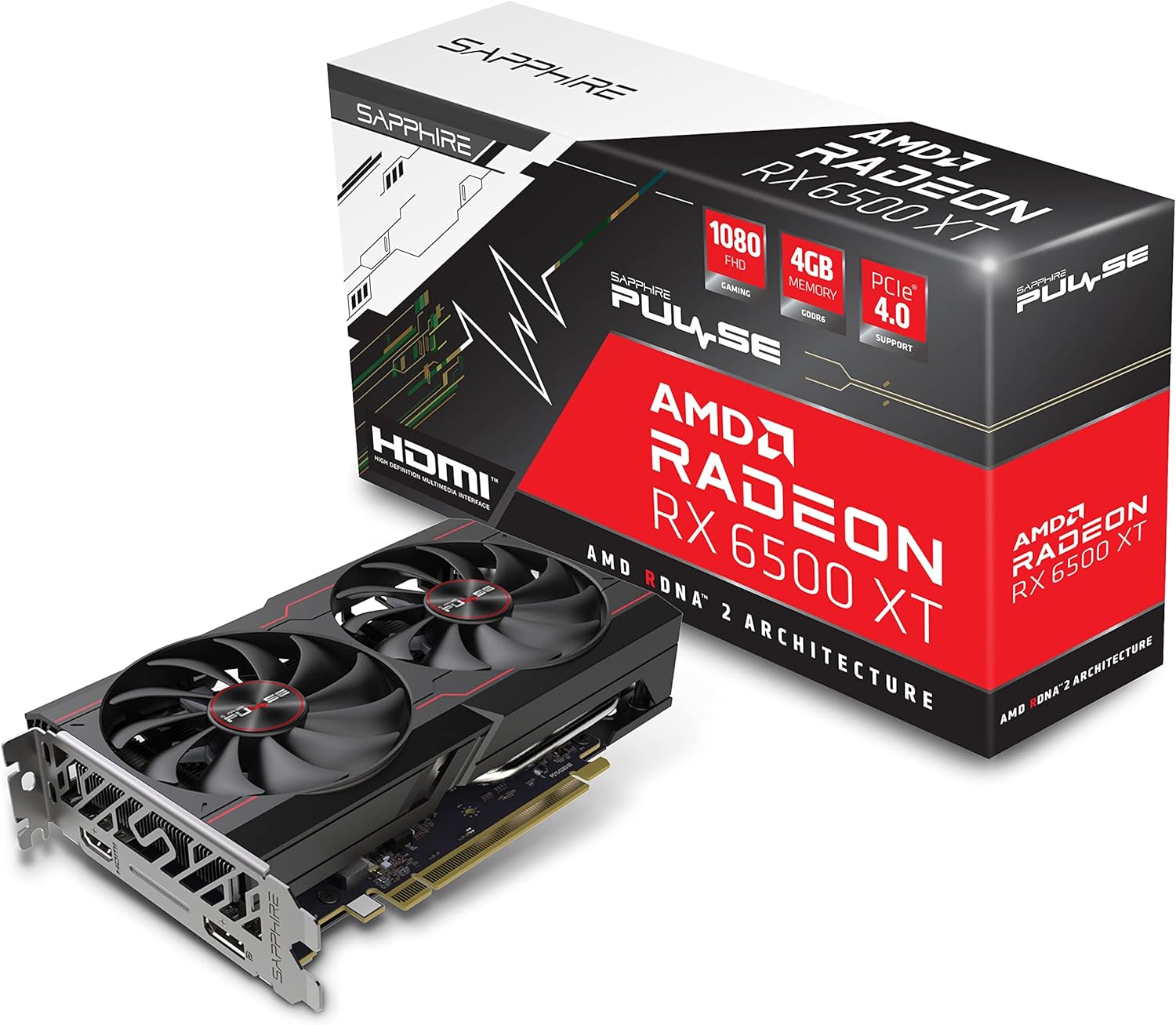 Sapphire Technology 11314-01-20G Pulse AMD Radeon RX 6500 XT Gaming OC Graphics Card with 4GB GDDR6, AMD RDNA 2