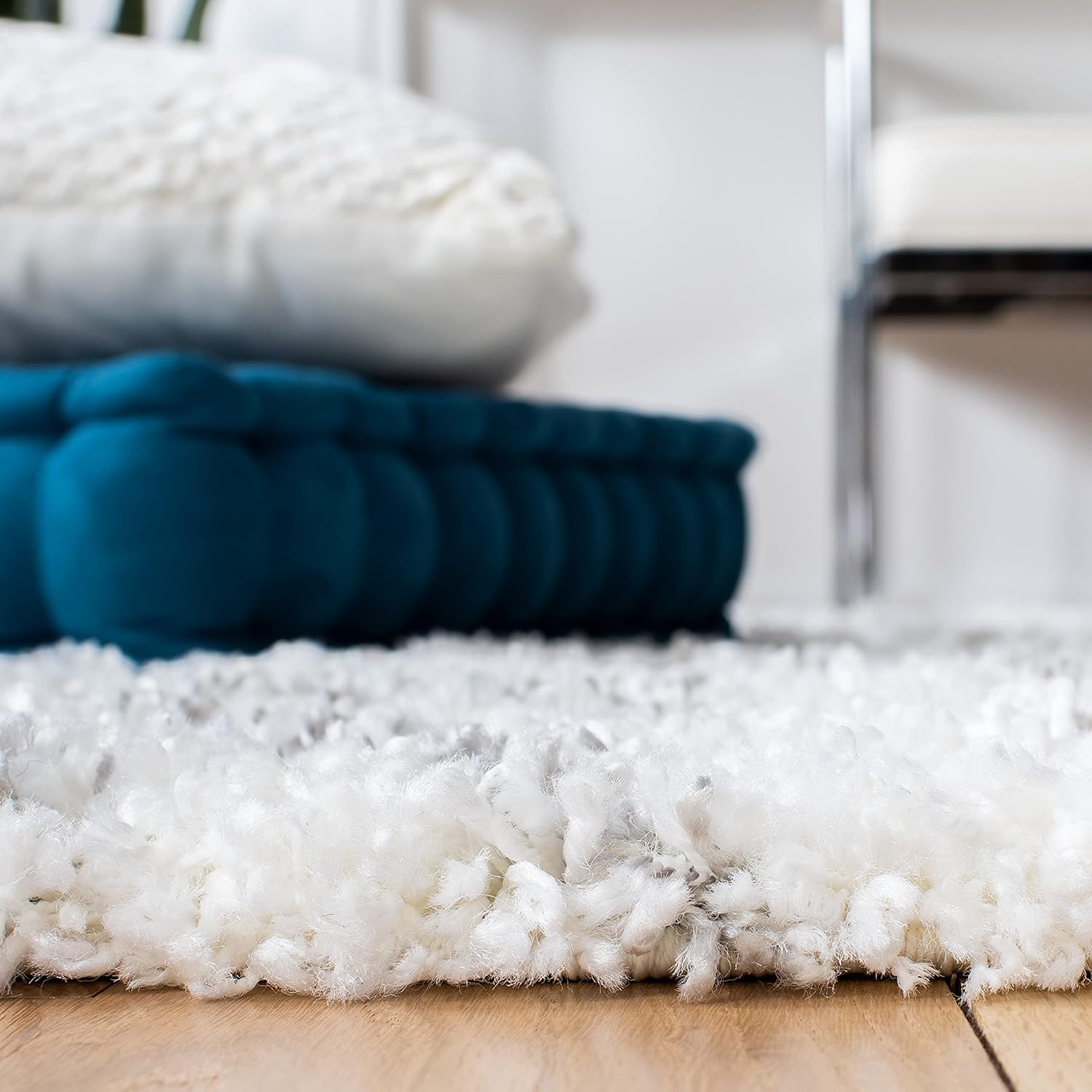 SAFAVIEH Pro Lux Shag Collection Area Rug - 9' x 12', Ivory & Grey, Boho Braided Design, Non-Shedding & Easy Care, 2-inch Thick Ideal for High Traffic Areas in Living Room, Bedroom (PLX436B)