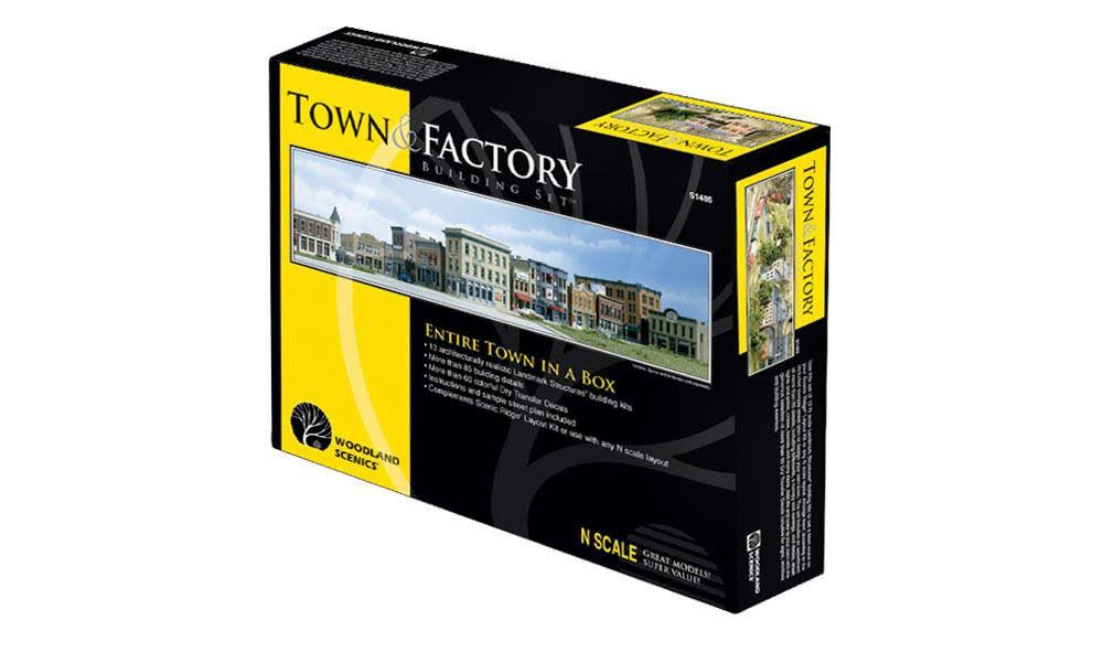 Town u0026 Factory Building Set - Kit - Scale: N | Woodland Scenics