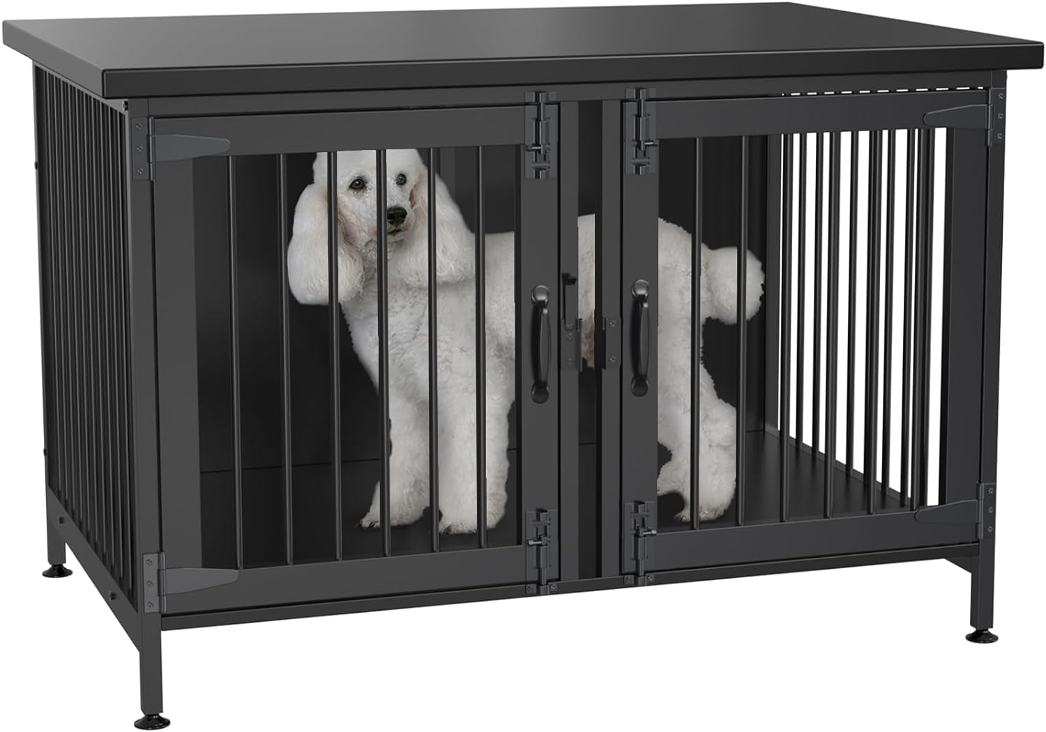 Double Dog Crate with Divider for 2 Small Dogs or 1 Dog, Furniture Style Kennel Indoor Cage with Removable Panel (Int.dims:36.2”Wx24.5”Dx21”H)