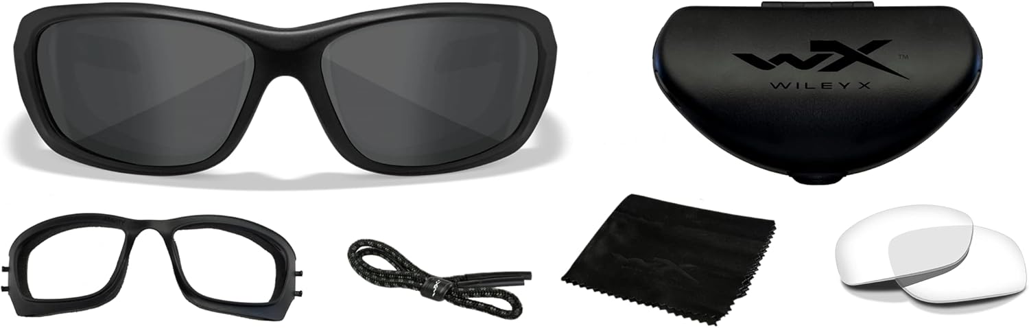 Wiley X WX Gravity Sunglasses, Safety Glasses for Men and Women, UV Eye Protection for Shooting, Fishing, Biking, and Extreme Sports, Matte Black Frames, Smoke Grey Tinted Lenses